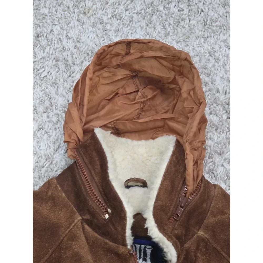 Oui International Mens 40 Suede Leather Bomber Jacket Sherpa Lined Hidden...